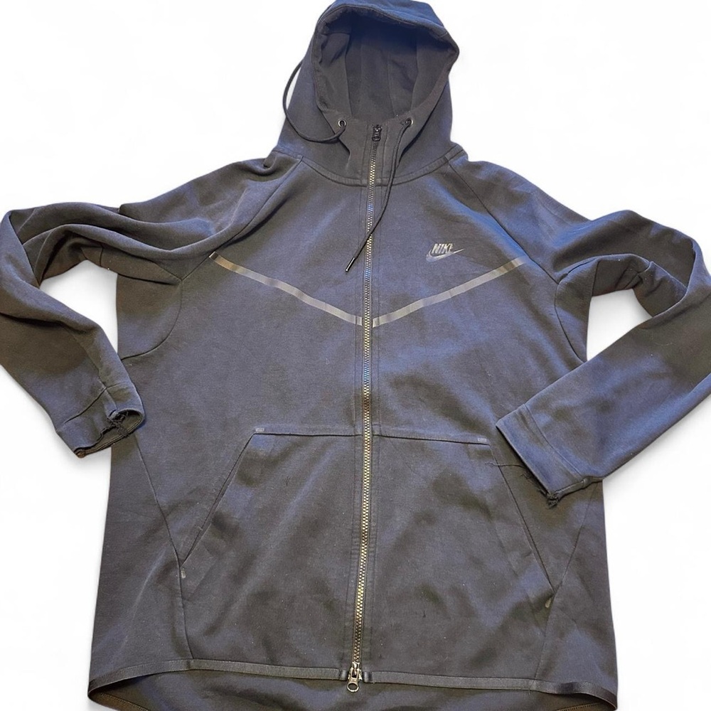 Nike Tech Men’s Black Fleece Windrunner Full Zip‎ Hoodie Size Large